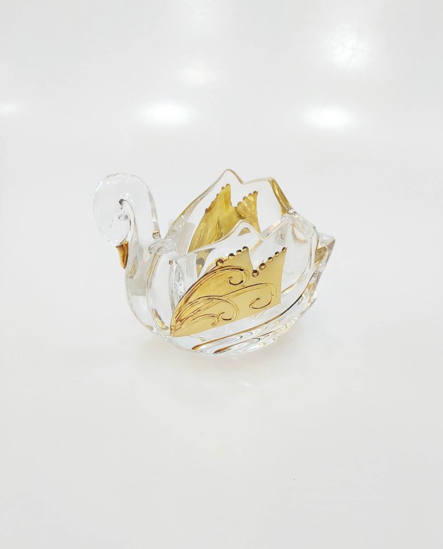 Figurine de Cygne en cristal doré